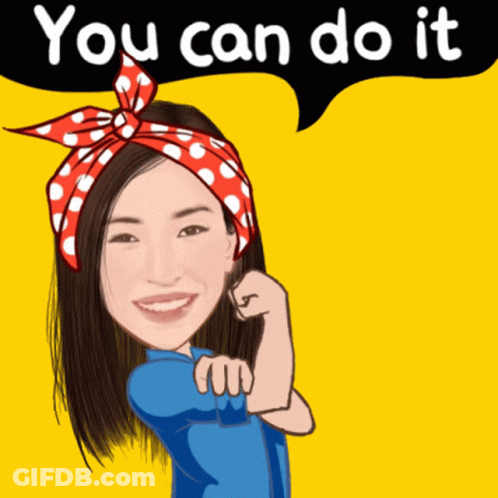 Woman With Red Polka Dot Headband Saying You Can Do It GIF