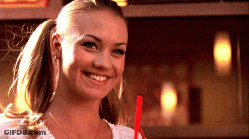 Woman With Red Straw Smiling GIF