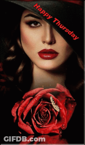 Woman With Rose Happy Thursday GIF