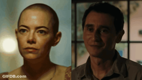 Woman With Shaved Head Next To Man GIF