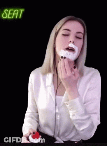 Woman With Shaving Cream On Face And Seat Neon Sign GIF