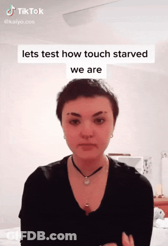 Woman With Short Hair Saying Lets Test How Touch Starved We Are GIF