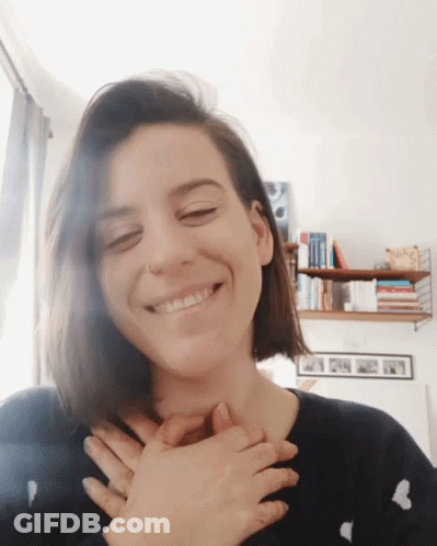 Woman With Short Hair Smiling Eyes Closed GIF