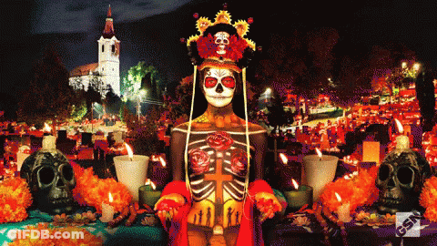 Woman With Skeleton Painted On Body GIF