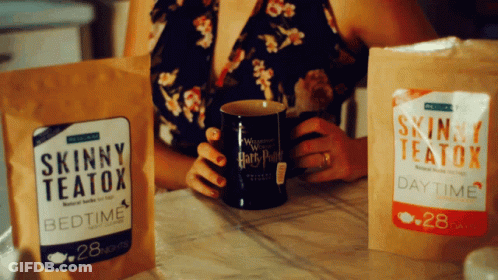 Woman With Skinny Teatox Bags GIF