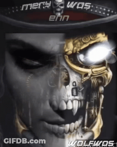 Woman With Skull Face Merry Wos Enn GIF