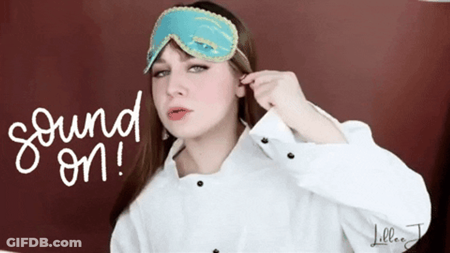 Woman With Sleeping Mask Putting Ear Plugs On GIF