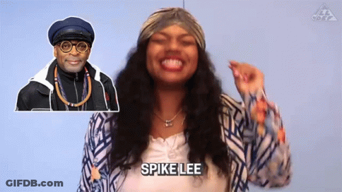 Woman With Spike Lee On Chest GIF