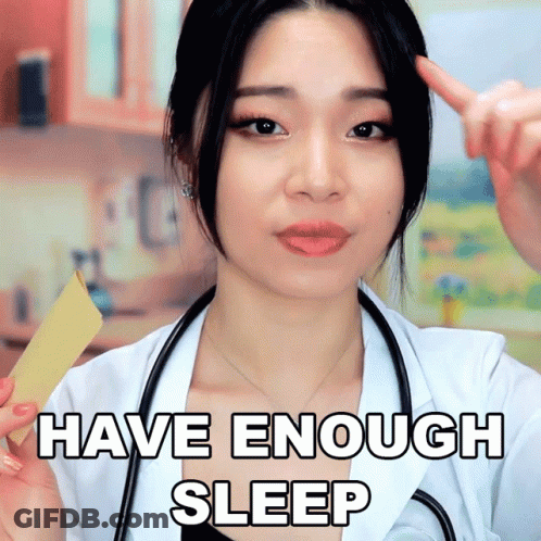 Woman With Stethoscope Holding Paper Saying Have Enough Sleep GIF