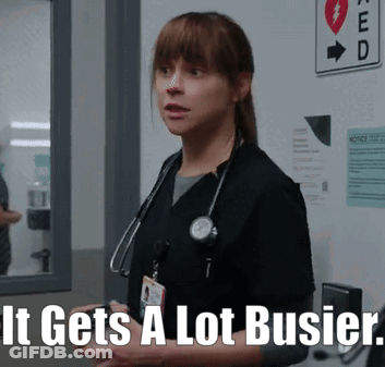 Woman With Stethoscope Saying It Gets A Lot Busier GIF