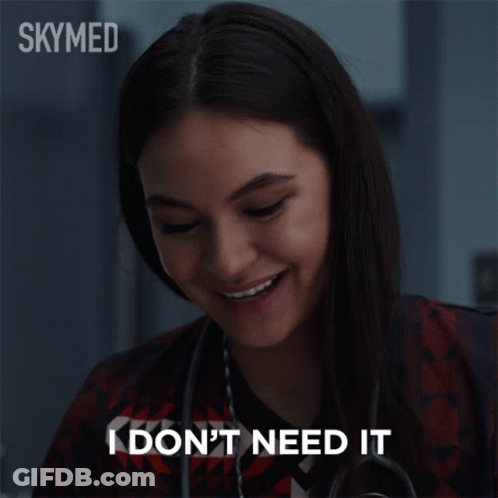 Woman With Stethoscope Smiling Says I Don't Need It GIF