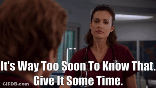 Woman With Stethoscope Tells Another It's Way Too Soon GIF