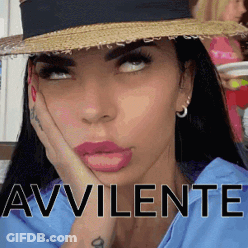 Woman With Straw Hat Blue Shirt Avvelente GIF