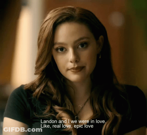 Woman With Text Landon And I We Were In Love Like Real Love Epic Love GIF