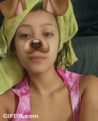 Woman With Towel And Dog Face GIF
