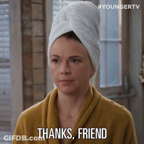 Woman With Towel On Head Saying Thanks Friend GIF