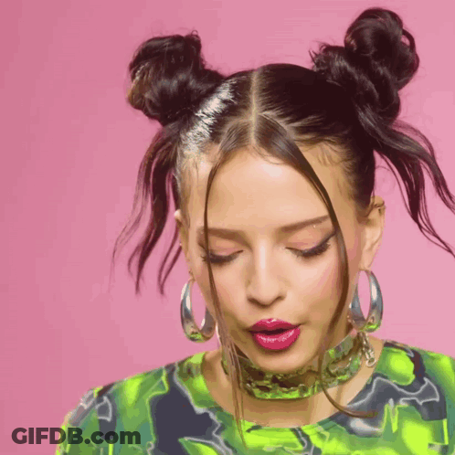 Woman With Two Buns Choker And Earrings GIF