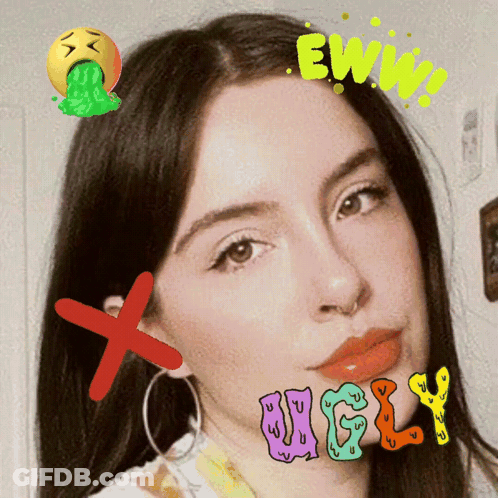 Woman With Ugly Written On Face GIF
