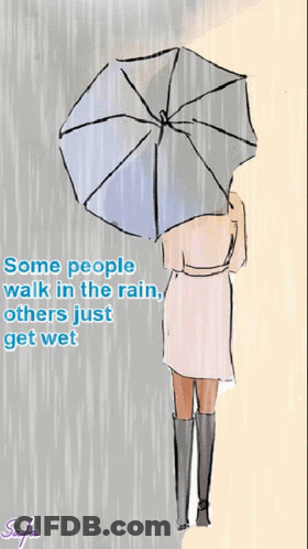 Woman With Umbrella Some People Walk In Rain GIF