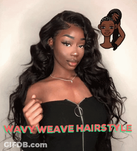 Woman With Wavy Hair And Black Top GIF