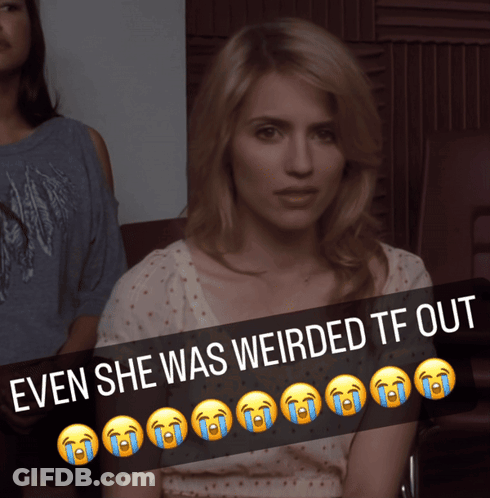 Woman With Weirded Out Caption GIF