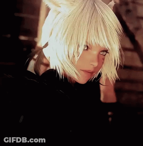 Woman With White Hair And Cat Ears Looking GIF