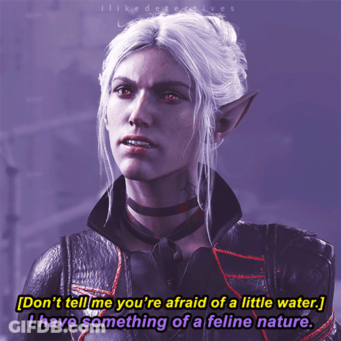 Woman With White Hair And Red Eyes Saying Don't Tell Me You're Afraid Of A Little Water GIF