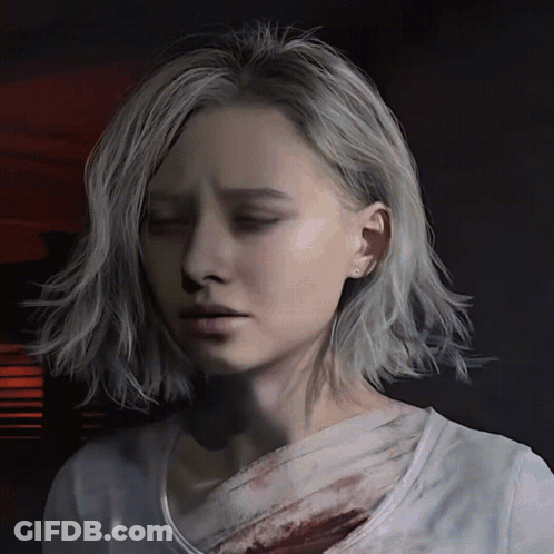 Woman With White Hair Bloody Chest Wound GIF