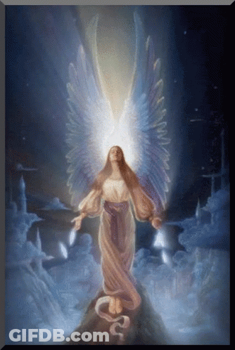 Woman With Wings And Snake On Feet GIF
