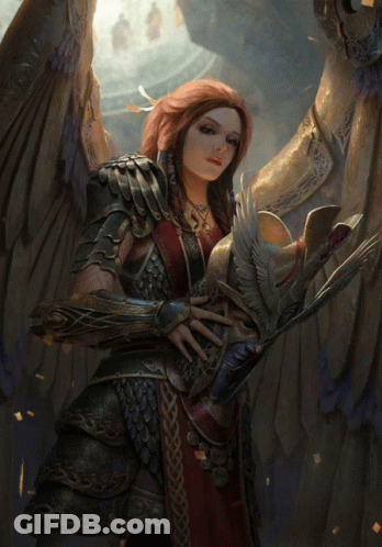 Woman With Wings Holding A Bird GIF