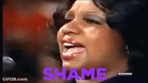 Woman With Word Shame GIF