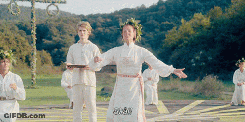 Woman With Wreath Dancing Says Skal GIF