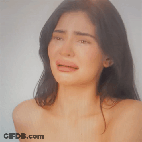 Woman Without Shirt Crying Mouth Open GIF