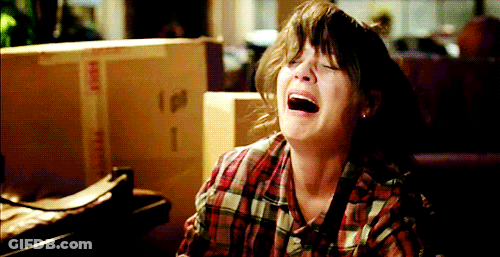 Woman Without Shirt Crying With Mouth Open GIF