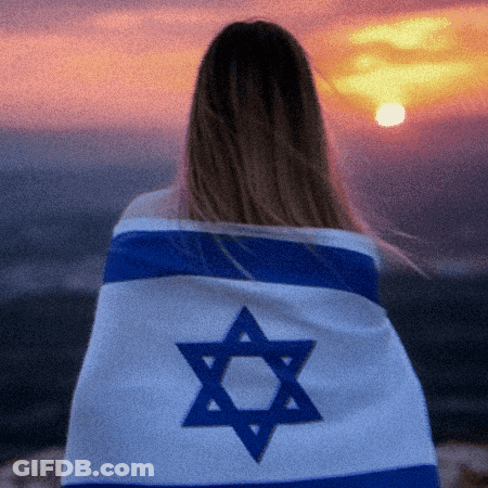 Woman Wrapped In Star Of David Flag GIF