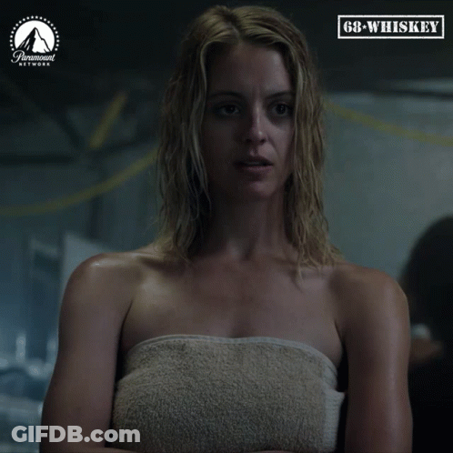 Woman Wrapped In Towel With Paramount Network Logo GIF