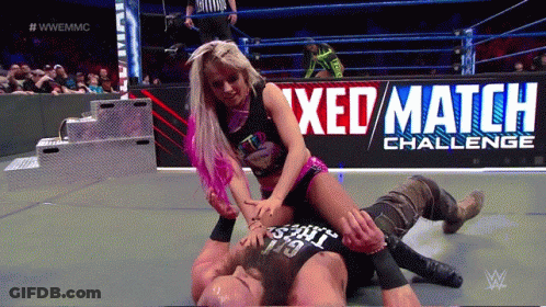 Woman Wrestling Man In Mixed Match Challenge GIF