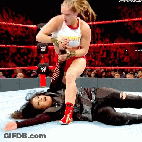Woman Wrestling Woman With Microphone GIF