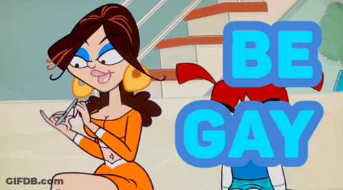 Woman Writing Be Gay GIF