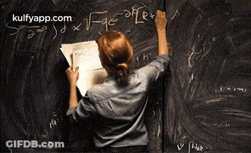 Woman Writing On Blackboard With Chalk GIF