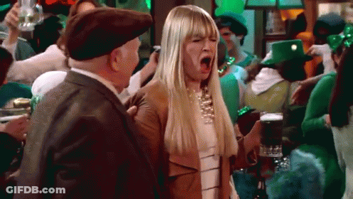 Woman Yawning Man Holding Beer GIF