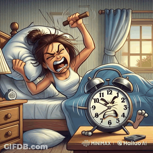 Woman Yelling At Alarm Clock 10:10 GIF