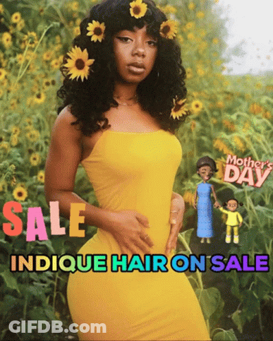 Woman Yellow Dress Sunflowers Sale Indicque Hair GIF