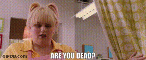 Woman Yellow Shirt Curtain Says Are You Dead GIF