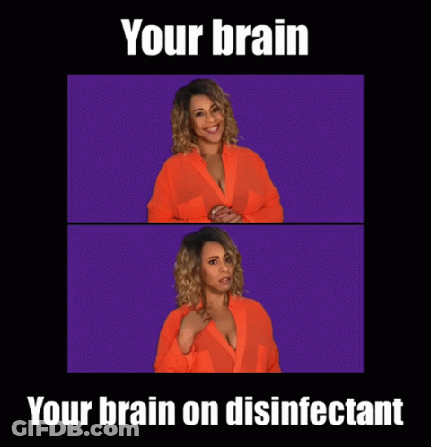 Woman Your Brain On Disinfectant GIF