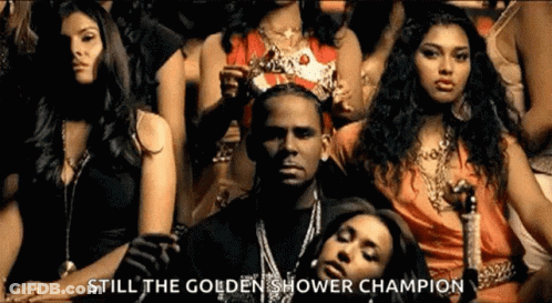 Women Around Man With Still The Golden Shower Champion GIF