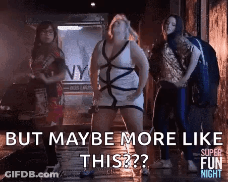 Women Dancing In Dark Alleyway One Holding Microphone GIF
