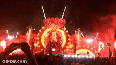 Women Dancing In Front Of EDC All Are Welcome Sign GIF