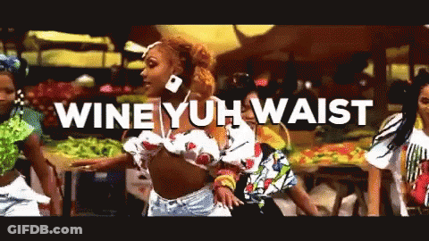 Women Dancing In Front Of Wine Yuh Waist Sign GIF