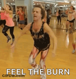 Women Dancing In Gym With Muscle Suit GIF